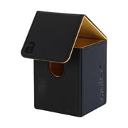 Vault X Trading Card Toploading Deck Box, 80+ sleeved cards, Premium Exo-Tec Material, Card Holder Storage Box, Magnetic Lid, for MTG Commander, TCG (Black/Yellow)