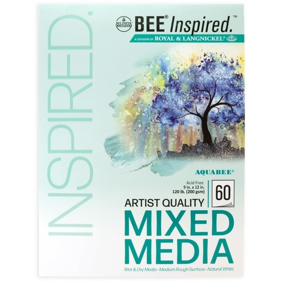 Bee Paper - Bee Inspired 9"x12" Mixed Media Paper Pad, 60 Sheets,  Top Tape, 120lb. 200GSM