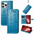 thumbnail image 1 of Funda Cartera FOXDOCK para iPhone 16 Pro Max , Flip PU con Relieve de Gatos y Perros, Tarjetero y Soporte, 1 of 6