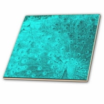 3dRose, Turquoise Peacock Art, 8 Inch Glass Tile