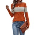 thumbnail image 2 of Women'S Sweaters Trendy Color Block Tops Long Sleeve Shirts Fall Outfits Early Fall Fashion Winter Clothing Orange L, 2 of 9