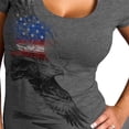 thumbnail image 2 of Hot Leathers GLR1529 Ladies Pencil Eagle Patriotic Short Sleeve Heather Dark Gray T-Shirt Large, 2 of 2