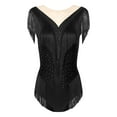 thumbnail image 4 of iiniim Womens Rhinestone Fringed Latin Tango Leotard Sleeveless Ballet Dance Bodysuit Gymnastic Dancewear Black XL, 4 of 7