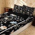 thumbnail image 2 of Erosebridal Retro Floral Zipper Twin Comforter Sets with Fitted Sheet and 2 Pillowcases, Chic Blossom Zipper Bedding Set, Black Reversible, Midnight Neutral, Black Reversible, 2 of 7