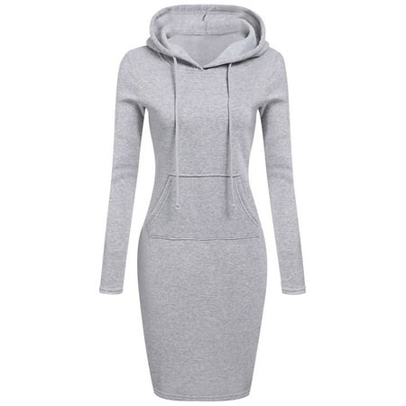 Womens Black Sweater Dress - Fancyle Hoodie Sweater shirt Long Tops,Women's Long Sleeve Slim Fit Midi Dress With Pocket