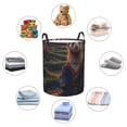 thumbnail image 4 of Rateoe Garden Meditating Weasel Pattern Round Laundry Hamper Basket, Tall Hamper Basket for Blanket Storage, Nursery Clothes Hamper for Laundry in Bedroom and College Dorm-Medium, 4 of 6