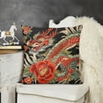 thumbnail image 2 of Decorative Square Throw Pillow Cover Cozy Velvet Botanical Colorful Floral Pattern Japanese Dragon Folk On Vintage China Pillow Case for Couch Sofa Decoration, 2 of 5