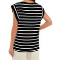 thumbnail image 3 of Gustave Cap Sleeve Striped Tops for Women Summer Casual Shirts Crew Neck Trendy Basic T-Shirt Tank Blouse Loose Fit "Black, XL", 3 of 6