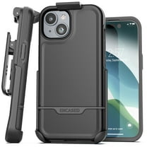 Encased Rebel Designed for iPhone 15 Plus Belt Clip Case, Protective Shockproof Phone Case with Holster (Black)