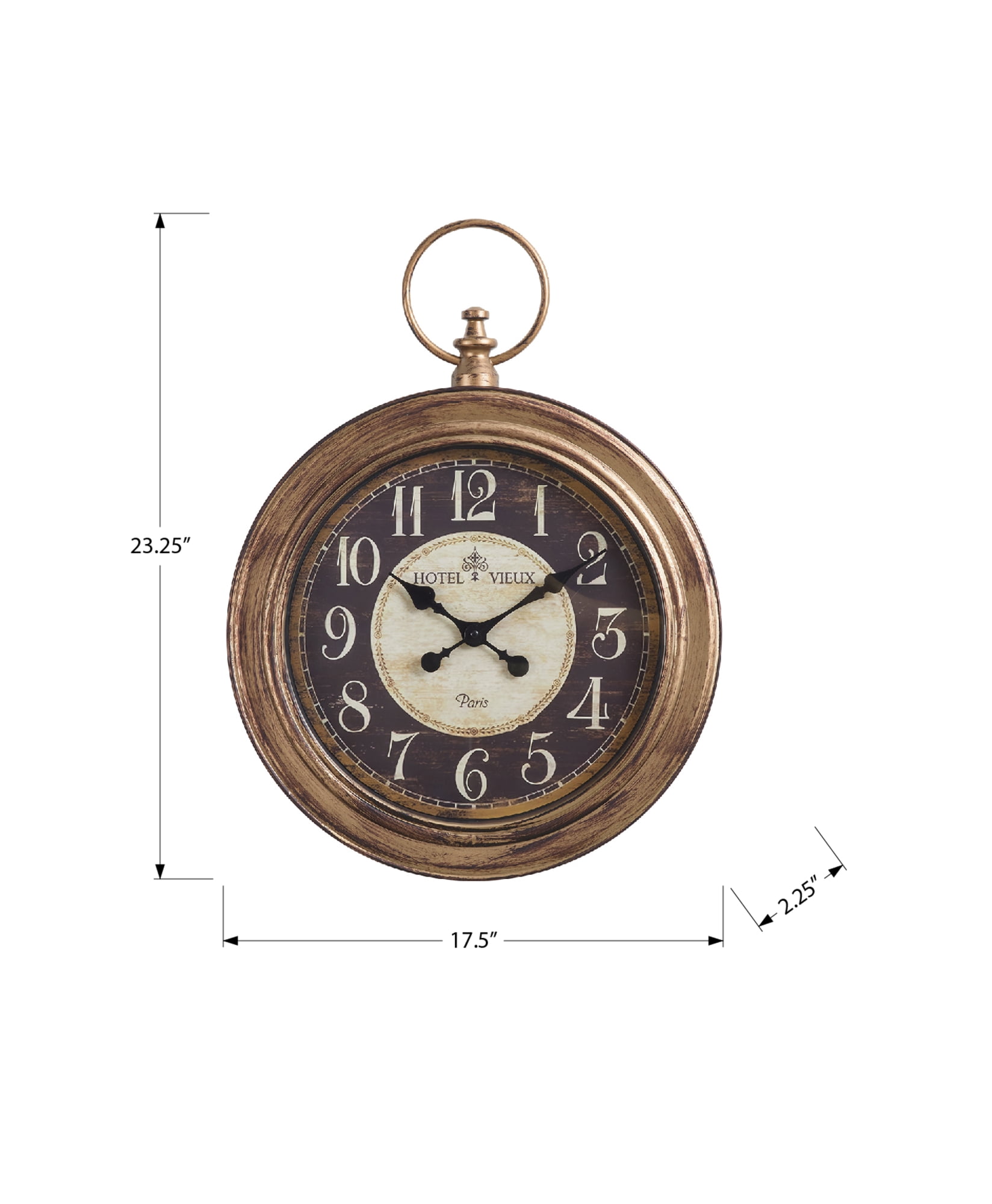 Clocks - 18" Round - Wall Clock - Antique Brown - Traditional