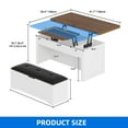 thumbnail image 4 of DEXTRUS Lift Top Coffee Table with Ottoman Bench on Wheels, Farmhouse Storage Center Table, White, 4 of 8