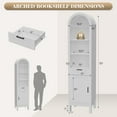 thumbnail image 2 of 70" Arched Bookshelf with Drawer & Cabinet, 6-Tier Arch Bookcase with Adjustable Shelf, Tall Arched Cabinet with Doors and Open Display Shelves, Modern Bookshelf with Drawers for Living Room, White, 2 of 5