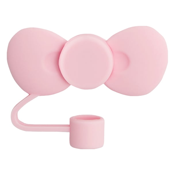 Tapa de paja genérica, forma de lazo, tapa de 10 mm, accesorios para vasos de agua, color rosa
