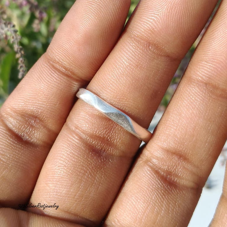 TRIDHA SILVER- Silver Band Ring Handmade Wavy Organic 925 Sterling