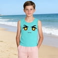thumbnail image 5 of Kids Graphic Tank Top Anime Green Star Eyes Sleeveless Soft Stretchy Tee Casual Summer Top for Boys Size 4-14,Size 8 T, 5 of 6