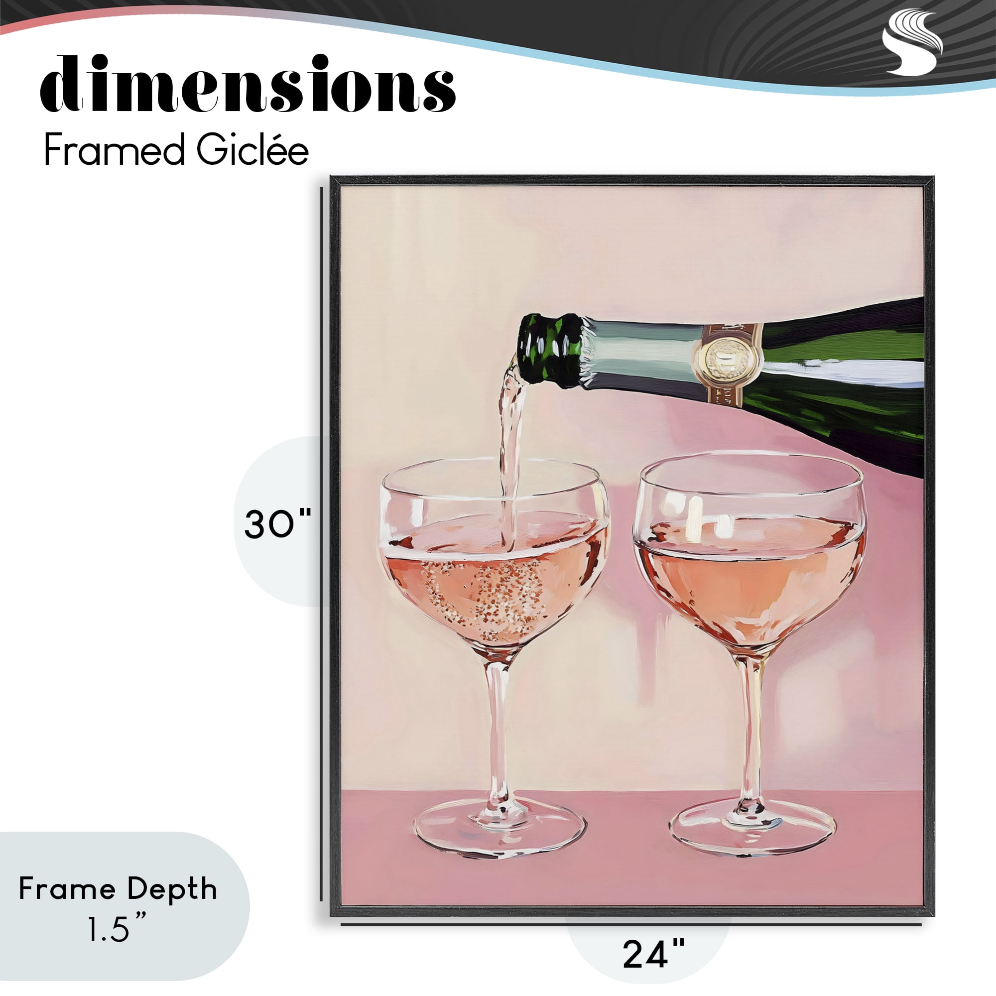 Stupell Industries Pink Champagne Toast for Two Black Framed Giclee Art, design by The Prints Vibe