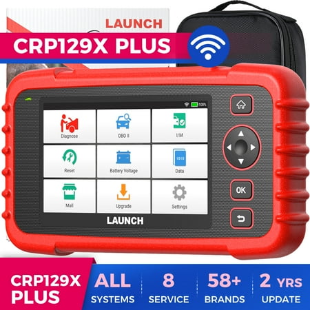LAUNCH CRP129X PLUS Car Diagnostic OBD2 Scanner All System Diagnoses, 8 Hot Services, Oil Reset/Injector /Throttle/SAS/Brake/BMS/TPMS Reset, 2-Year Updates