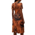 thumbnail image 5 of Womens Halloween Dresses Pumpkin Ghost Short Sleeve Funny Dress V Neck Spooky Causal Dresses, S, 5 of 5