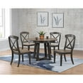 thumbnail image 2 of 5-Pc X-Back Pedestal Dining Set in Gray/Black Stone, 2 of 6