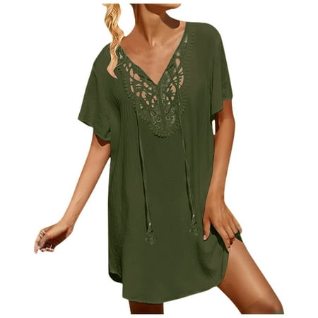 2025 New Womens Swimsuit Bikini Cover Ups for Women Coverup Lace Crochet V Toddler Cover Up Neck Bathing Suit Cover Girl