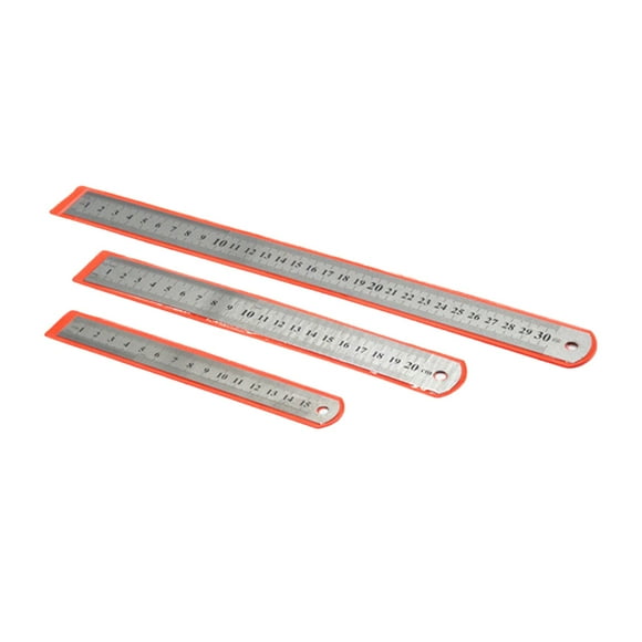 KAKOWELY 3 Pcs 150mm-300mm Règle Droite en Acier Inoxydable Double Échelle Règle Standard pour Étudiant 15cm 20cm 30cm, 11.81x"X1.04 Pouces(LxW)