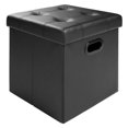 Folding Storage Ottoman Cube Foot Rest Stool Seat PVC Leather 37 x 37 x ...