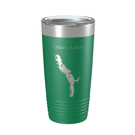 

Otter Lake Map Tumbler Travel Mug Insulated Laser Engraved Coffee Cup Colburn Wisconsin 20 oz Green
