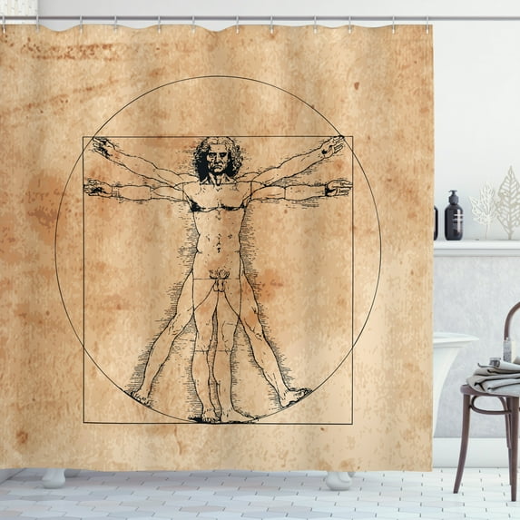 Ambesonne Anatomy Shower Curtain, Human Painting, 69"Wx75"L, Sepia