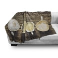 thumbnail image 3 of Coffee Soft Flannel Fleece Throw Blanket, Assortment of Coffee Cups with Beans on Wooden Table Americano Cappuccino Mug, Cozy Plush for Indoor and Outdoor Use, 50" x 70", Brown White, by Ambesonne, 3 of 6