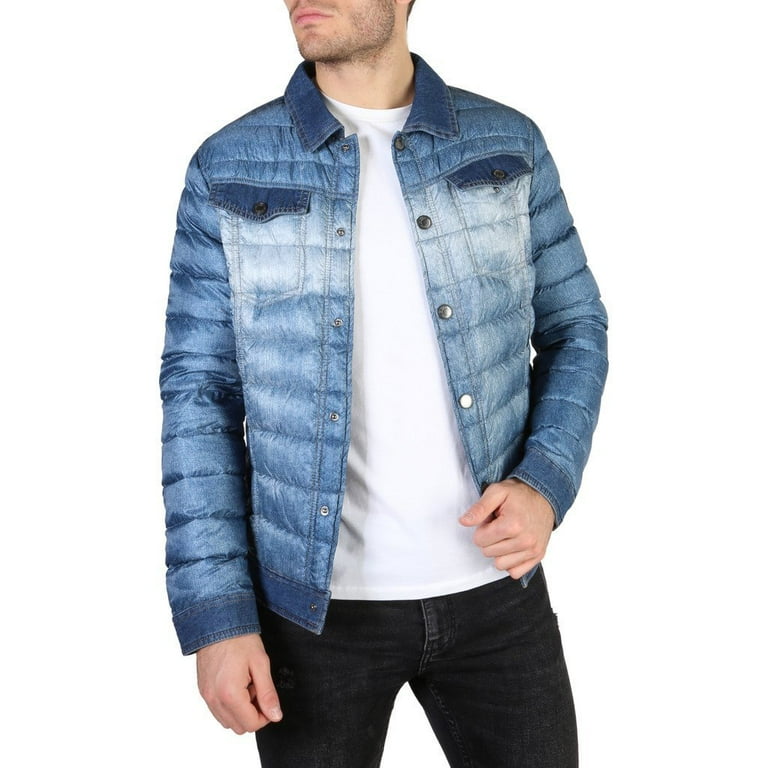 Guess M83L01-F7V2-Blue-M Original Mens Bomber Jacket, Blue