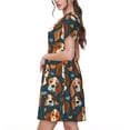 thumbnail image 2 of Lsque Robe Décontractée pour Femmes Imprimé Chiot Mignon T-Shirt Été Manches Courtes Col Rond Robes Évasées, 2 of 6