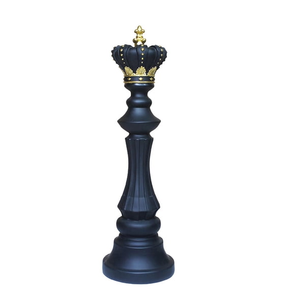 1pcs Chess Statue Decor Piece，Decorative Resin Sculpture - Large Game Figure Decoration Ornament for Home, Office, Study - Black King (Large)