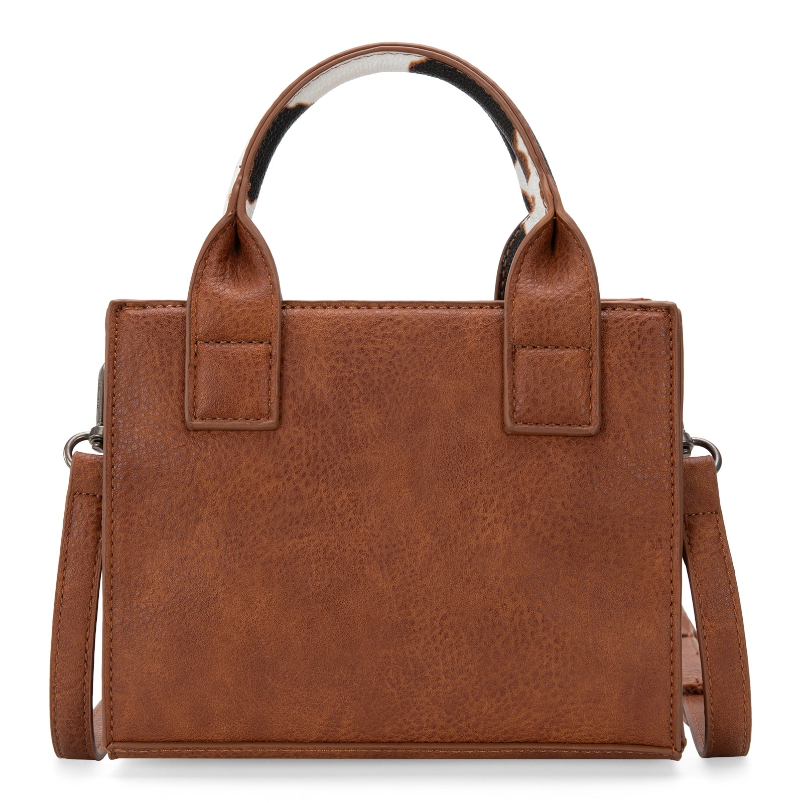 Wrangler Mini Tote Bag for Women Cow Print Western Crossbody Purse, Cow Print-Brown