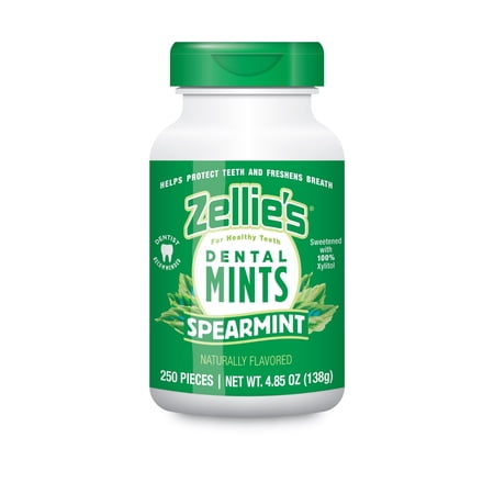 Zellies Xylitol Dental Mints, Spearmint Flavor, Single Jar, 250 Count