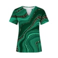 thumbnail image 4 of CaComMARK PI Women's Tops&Blouses Clearance Women's Summer V-neck Print Loose V-neck Button T-shirt Green 10(XL), 4 of 5