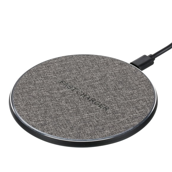 Ultra-Slim 15W Fast Wireless Charger Pad - 10cm Diameter Round Plastic Charging Base with 10W/7.5W/5W Compatibility, 2H Full Charge, ≤8mm Transmission Distance, ≥73% Efficiency, Black, Includes Cable