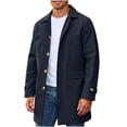 thumbnail image 5 of Miqool Mens Trench Coat Turndown Collar Button Down Long Sleeve Mid Length Winter Casual Business Outerwear Overcoats with Pockets M-XXXL, 5 of 9