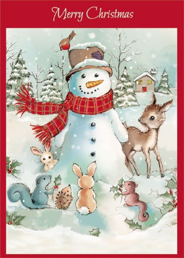 Box of 18 Christmas Cards by LPG Greetings Snowman and Five Birds 