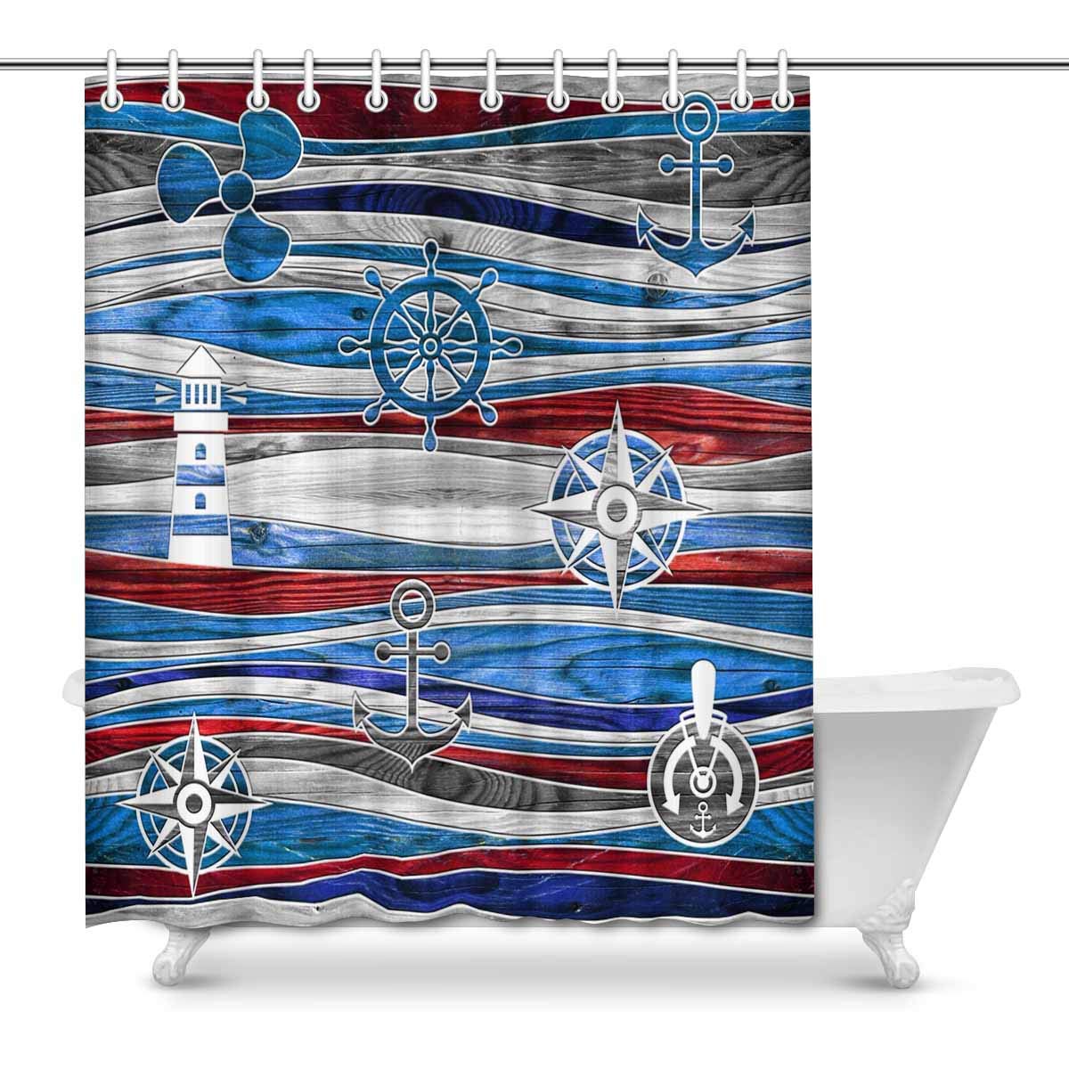 Pop Lighthouses Sea Gull Anchor Bathroom Decor Effect Shower Curtains 66x72 Inch Walmart Canada