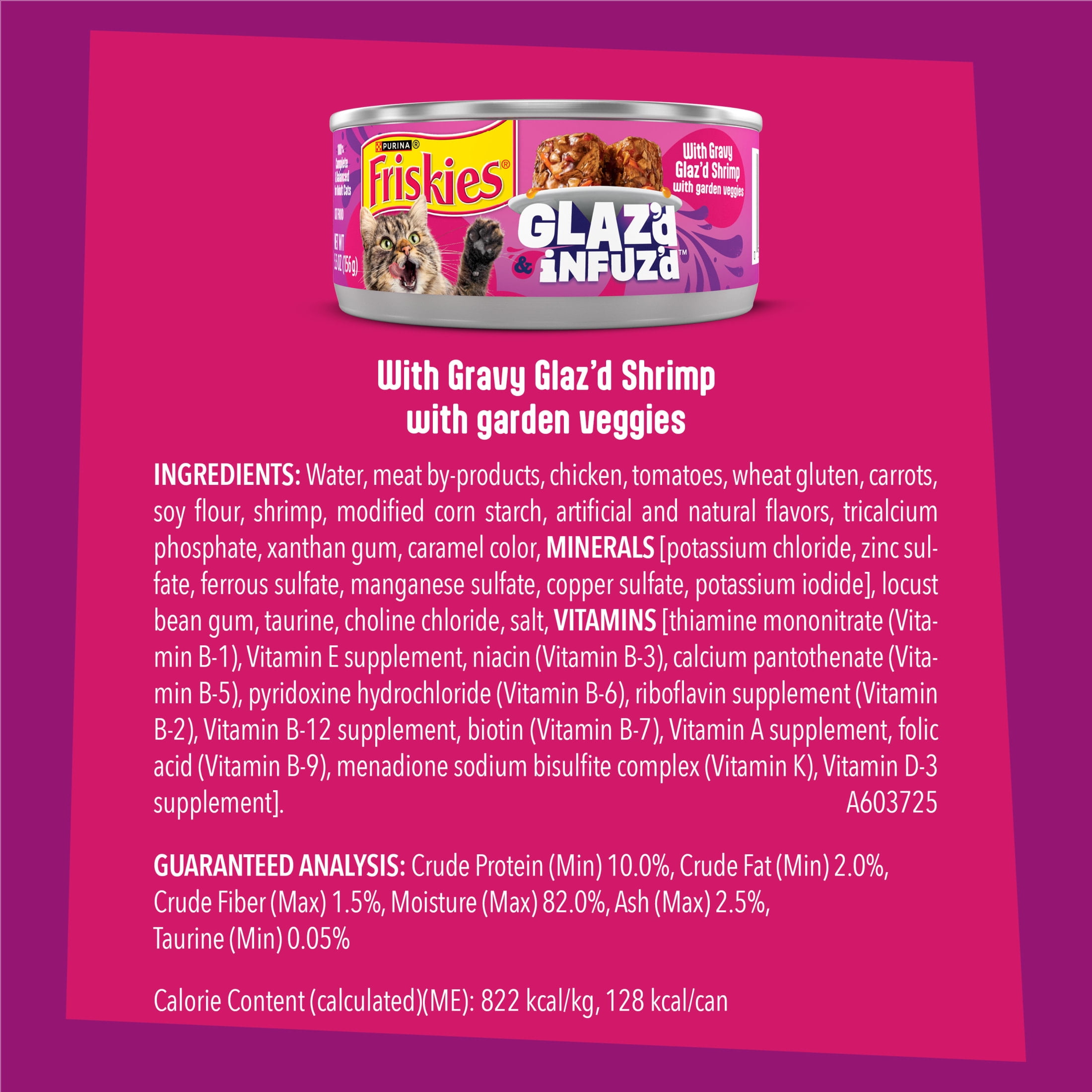 (24 pack) Purina Friskies Glaz’d and Infuz’d Shrimp Flavor Wet Cat Food, 5.5 oz Can