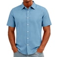 thumbnail image 3 of Trgacdwlo S-5XL Light Blue Button Down Shirt Men Collared Short Sleeve Men's Dress Shirts Big and Tall Summer Vacation Mens Shirts Casual, 3 of 7