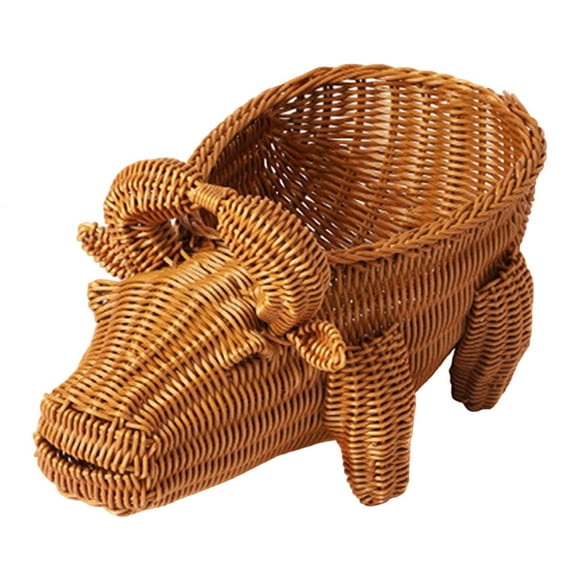 Siruishop Woven Fruit Basket Made of Imitation Rattan, Serving And Storage Basket for Vegetables, Suitable for Home, Weddings, Restaurants And Bathrooms Cow Shaped