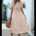 thumbnail image 4 of Vestidos Florales de para Mujer, Estilo Bohemio, Informal, de Verano, con Mangas Abullonadas, Estilo Occidental Albaricoque XL, 4 of 7