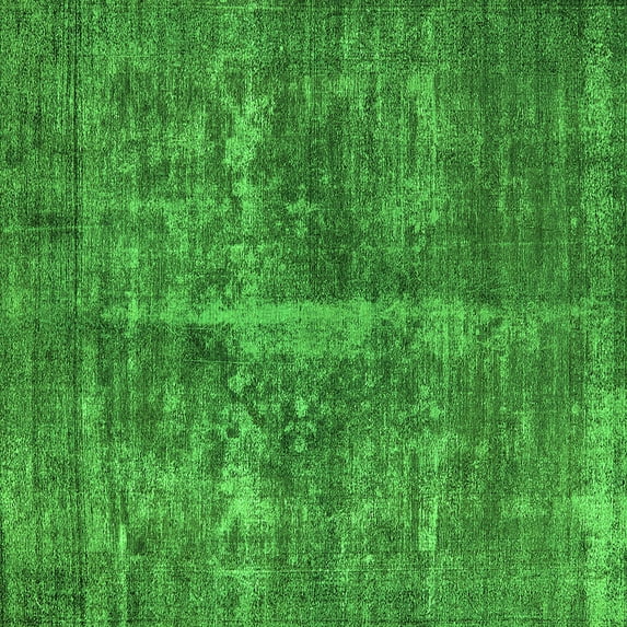 Ahgly Company Indoor Square Oriental Green Industrial Area Rugs, 8' Square