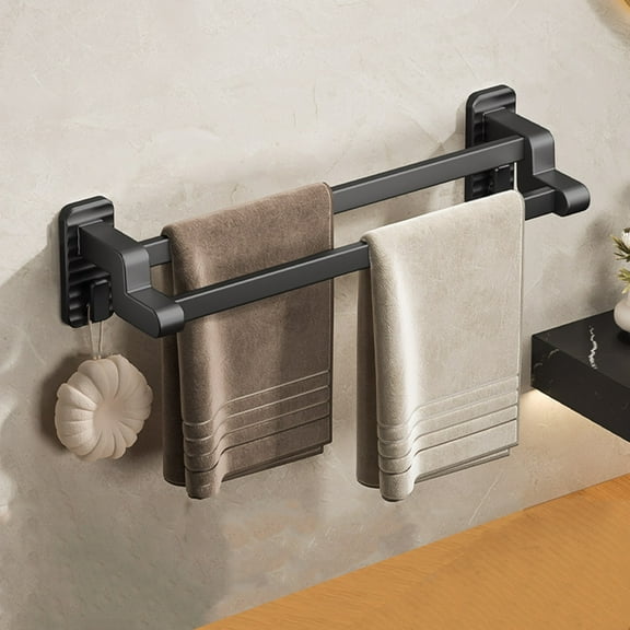 Clearance under $5 Usloyux Wall Mounted Towel Hanger Rack with Hook for Bathroom,Towel Bar Holder,Bathroom Accessories 2-Arm