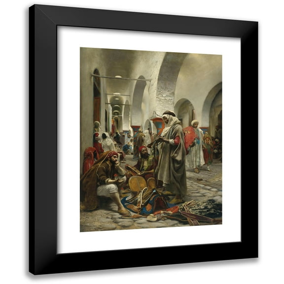 Anton Robert Leinweber 12x14 Black Modern Framed Museum Art Print Titled - The Souk Des Floches, Tunis (1889)