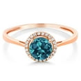 thumbnail image 2 of Gem Stone King 10K Rose Gold London Blue Topaz and Diamond Engagement Ring for Women (0.97 Cttw, Gemstone Birthstone), 2 of 5