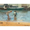 thumbnail image 2 of Homer, Winslow 14x12 Black Ornate Wood Framed with Double Matting Museum Art Print Titled - Boys Wading, 2 of 4