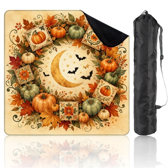 31.5" x 31.5" Mahjong Mat with Carrying Bag Autumn Wreath Non-Slip Noise Reduction Game Mat for American Mahjong Table Cover Game Night Decor Hostess Gift