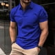 thumbnail image 1 of Camisa Elvqul para Hombre Casual Azul de Color Sólido Manga Corta Solapa Botones, 1 of 6